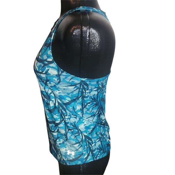 Under Armour Blue Camouflage Patterned Racerback Tank Top S - Picture 4 of 6